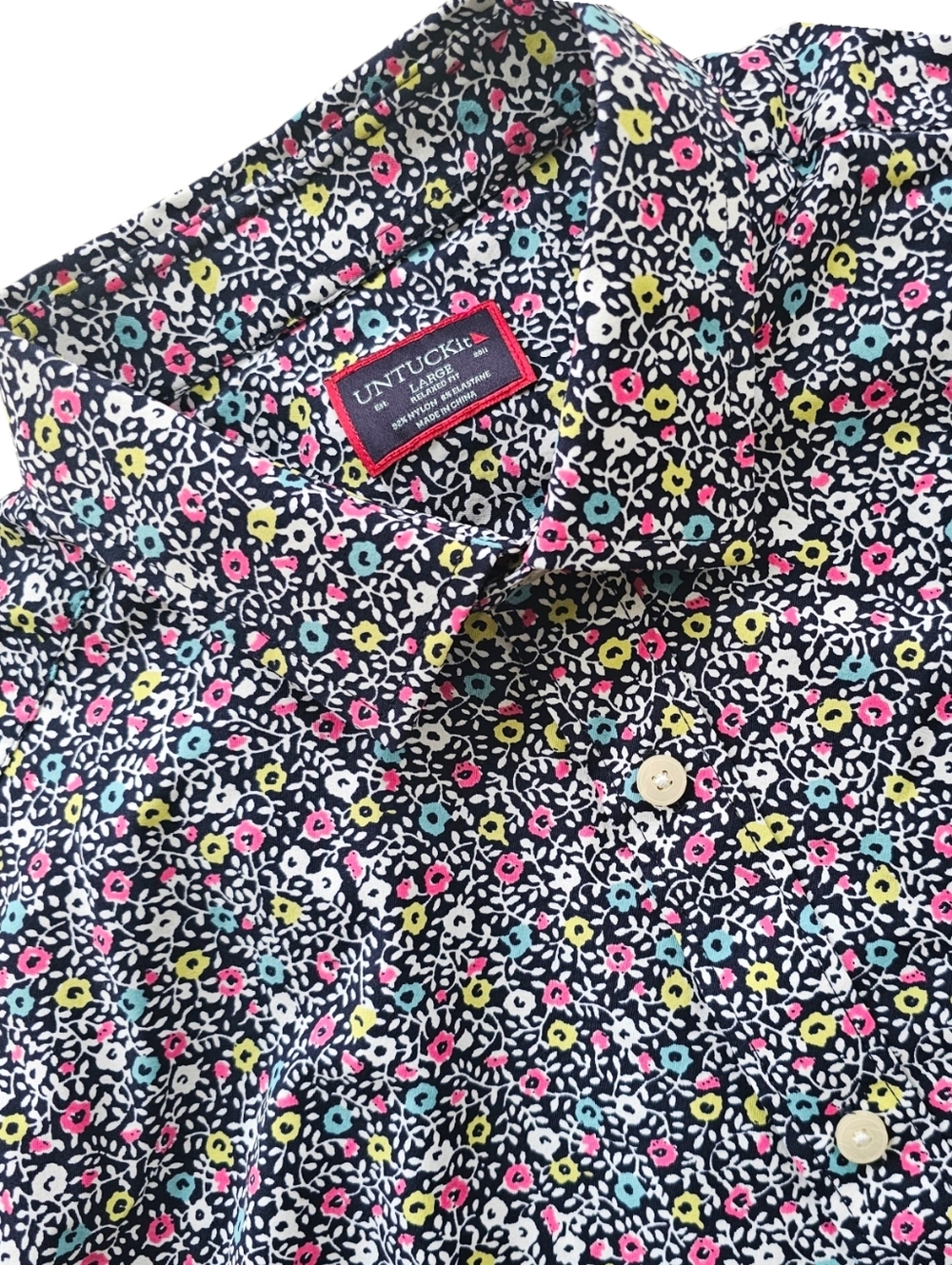 Men's Short-Sleeve Floral Button-Up Shirt - Multicolor